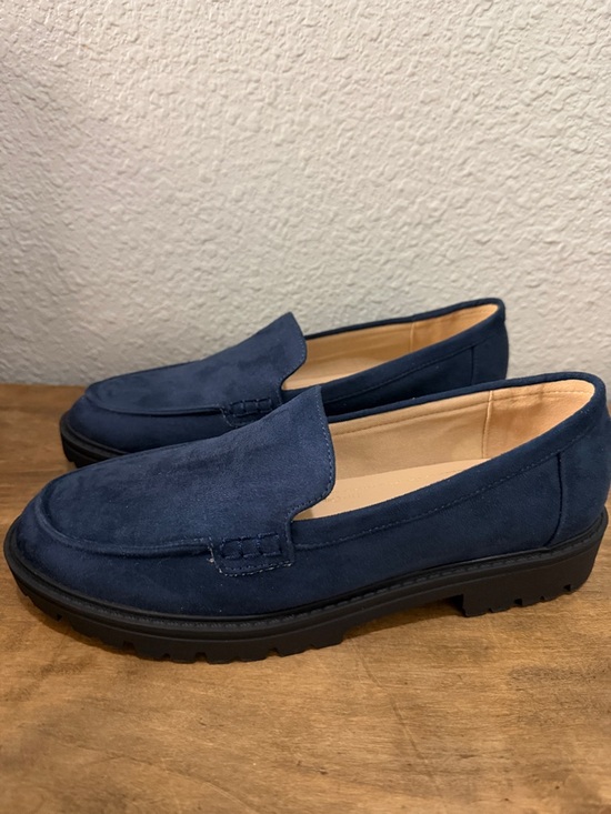 Journee Collection Shoes - Journey Classic Navy Suede Slip-On Loafers for Women 9.5 W